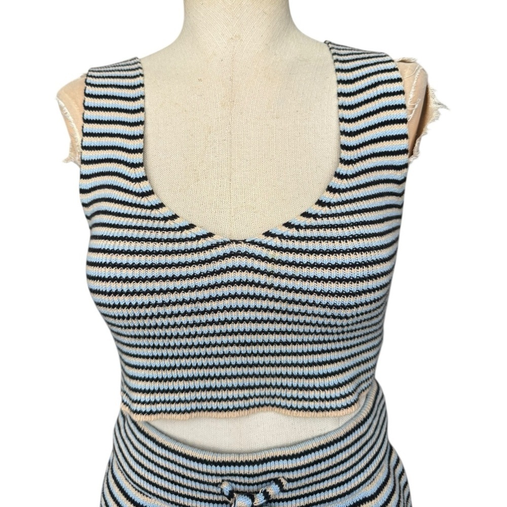 A.L.C. Greyson Stripe Rib-Knit Crop Top &  Billie Short 2pc Set Small - Picture 5 of 13